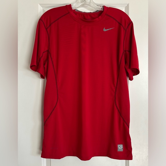 Nike Pro Combat Dri Fit Red Shirt - Picture 1 of 8